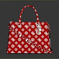 Red Handbag With White Traditional Patterns And Decorative Buckles Design 3d model
