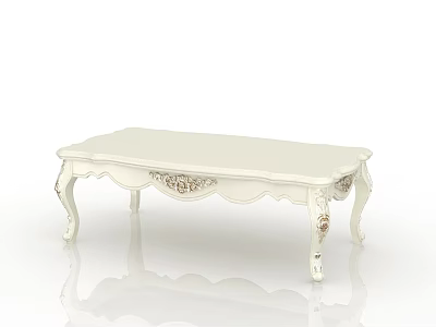 White Coffee Table With Intricate Carved Details And Elegant Classic Legs 3d model