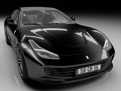 Black Ferrari Sports Car Sleek Exterior 3d model