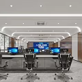Modern Conference Room Interior Featuring Workstations Multiple Computers And Office Chairs 3d model