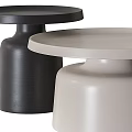 Two Modern Minimalist Coffee Tables Black And Beige Round Top Pedestal Base