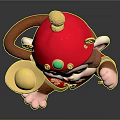 Cute Cartoon Monkey Wearing Red Traditional Costume With Golden Hat Gold Ingot And Chinese Knot