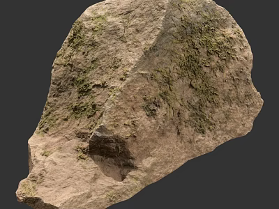 Natural Rock Formation With Green Moss Covered Textured Surface And Detailed Outdoor Features 3d model