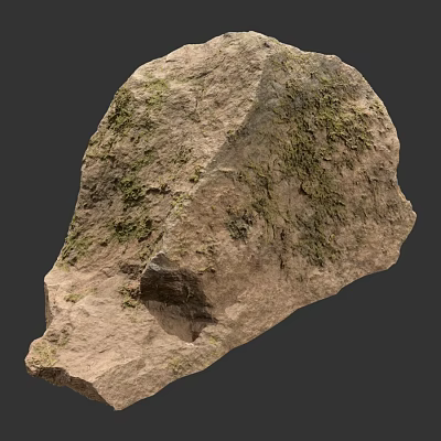 Natural Rock Formation With Green Moss Covered Textured Surface And Detailed Outdoor Features 3d model