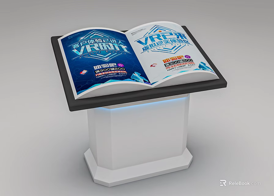Modern Public Facility Interactive Display Stand With Open Digital Screen For Information 3d model
