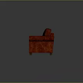 Red and Orange Patterned Three-Seater Sofa Upholstered with Armrests in Modern Style