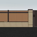 Modern Brown Fence Design With Black Decorative Strips And Decorative Top Gate