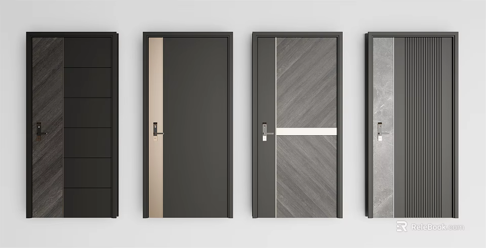 Stylish Modern Security Doors With Various Design Patterns And Secure Locks 3d model 