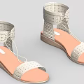 Gray Woven Open Toe Sandals With Lace-up Ankle Strap And Light Brown Sole