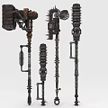 Self-made weapon mace blade saw sledgehammer transformation weapon mechanical cold weapon 3d model