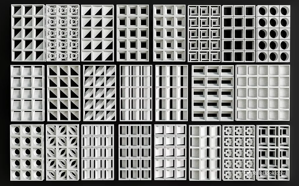 Various Decorative Partition Designs With Geometric Patterns And Hollow Out Styles 3d model