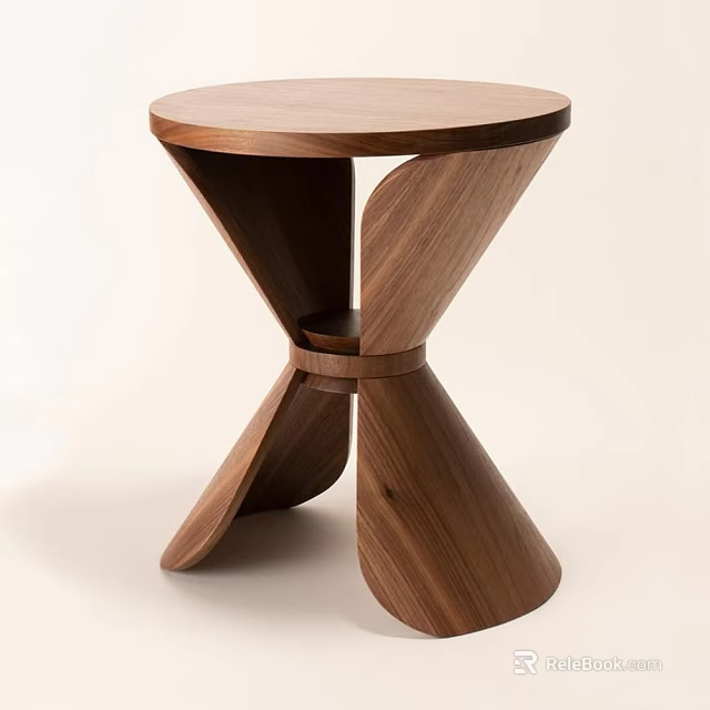 Stylish Wooden Coffee Table With Unique Intersecting Base Structure And Walnut Wood Material 3d model 