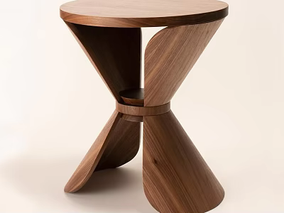Stylish Wooden Coffee Table With Unique Intersecting Base Structure And Walnut Wood Material 3d model