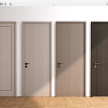 Wooden Hinged Doors With Different Colors For Modern Interior Design 3d model