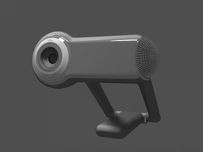 Modern Gray Headphone Speaker 3D Model with Stable Stand and Compact Design 3d model