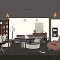 Cream Style Sofa Coffee Table Combination Multi-person Sofa Curved Sofa Round Mother and Mother Coffee Table Single Sofa Chair Floor Lamp Dining Table and Chair Combination Dining Side 3d model