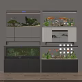 Multiple Aquariums With Decorative Plants Various Setups And Cabinet Stands For Home Interior