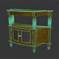 Wooden Wardrobe with Classic Design and Carved Columns Featuring Glass Door Cabinet