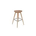 Modern Wooden Bar Stool With Thin Legs And Metal Footrest Design