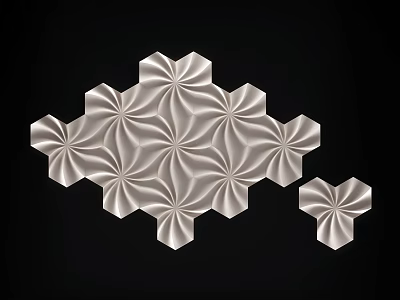 Decorative Architectural Components With Hexagonal Shape And Radiating Petal Patterns 3d model