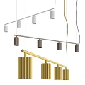 Modern Linear Chandelier With Multiple Cylindrical Shades And Metal Frame Design 3d model