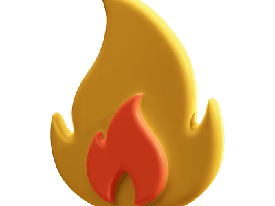 Vibrant Yellow and Red Flame Design in Cartoon Style 3D Illustration 3d model