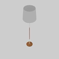 Modern Sleek Floor Lamp With White Lampshade Wooden Pole And Minimalist Design