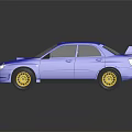 Blue Sports Car With Rear Spoiler And Gold Wheels Shiny Exterior Design
