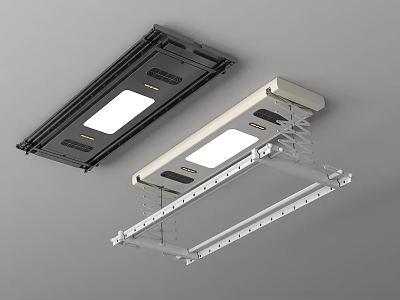 Black And White Ceiling Mounted Hanging Racks With Retractable Drying Rods 3d model