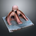 Artistic Copper Octopus Sculpture with Gray Stone Base and Detailed Design