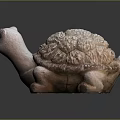 Handmade Turtle Sculpture Carving with Detailed Shell Texture Lifelike Limbs and Clay Material