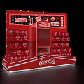 Red Coca Cola Beverage Display Shelf With Multiple Layers And Logos