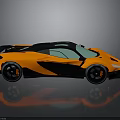 Orange And Black Sports Car With Sleek Aerodynamic Body And Reflective Surface