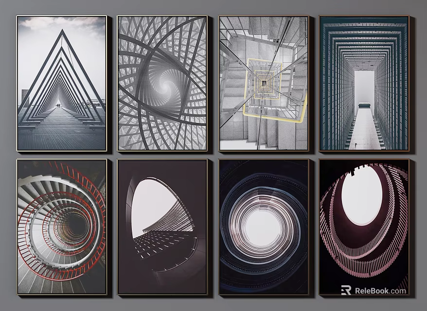 Modern Geometric Art Prints With Abstract Patterns And Framed Wall Decor 3d model