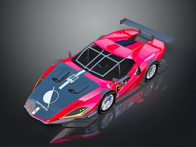 Pink Race Car With Streamlined Design Rear Spoiler And Sporty Alloy Wheels 3d model