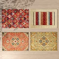 Square Rugs With Various Traditional Patterns And Colors For Home Interior Decor 3d model
