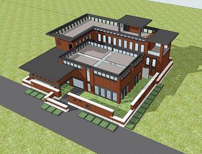 Modern Small Office Building Villa 3d model