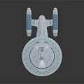 Detailed Cosmic Spaceship Model With Circular Main Body And Blue Engine Modules For Space Exploration
