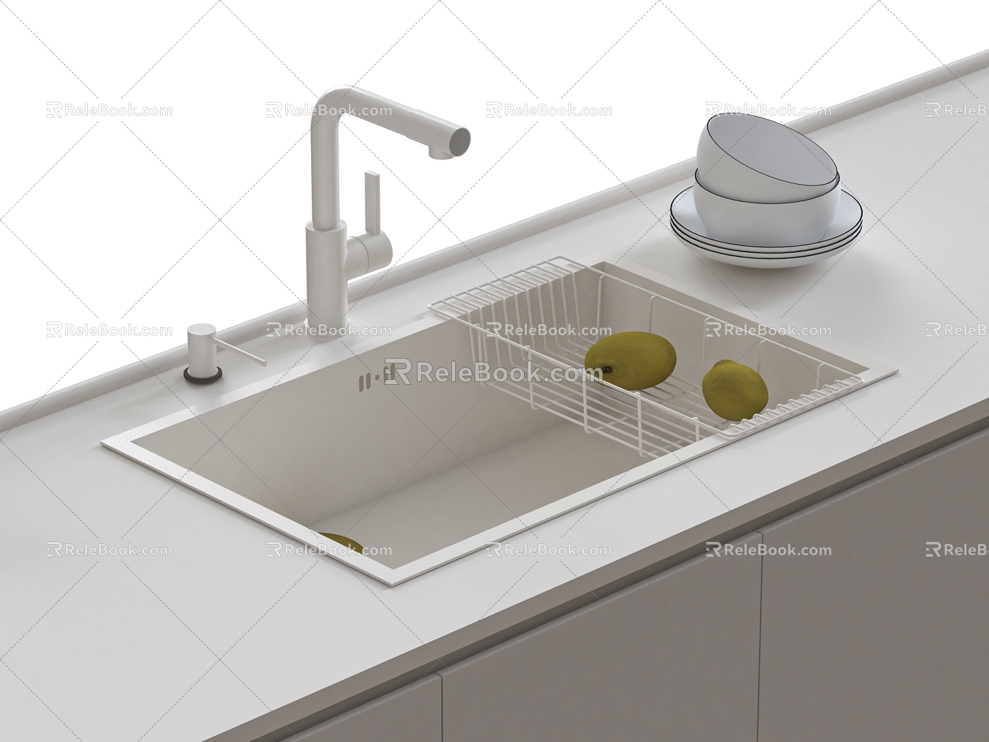 Modern sink vegetable basin embedded sink faucet 3d model