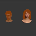 Male 3D Head Model With Female Counterpart On White Background And Reflection