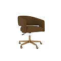 Stylish Modern Office Chair With Tan Upholstery Armrests Gold Base Wheels And Adjustment Lever