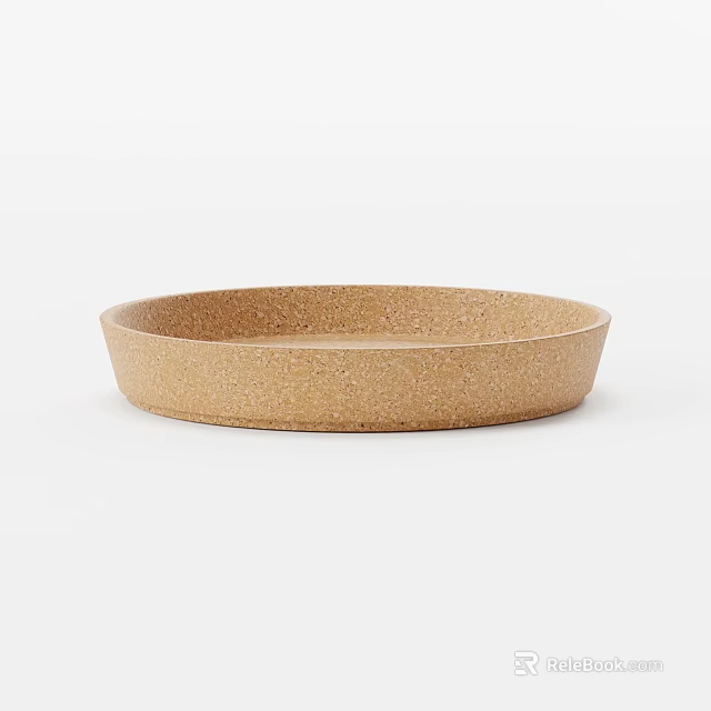 Natural Brown Oval Textured Plate On White Background For Home Use 3d model 