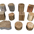 Various Shaped Wooden Stools Showcasing Natural Wood Texture And Rustic Design