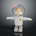 Cartoon Game Movie Character Wearing White Spacesuit Transparent Helmet Pink Flower Yellow Face Arms Outstretched