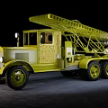 Vintage Yellow Utility Vehicle With Wooden Ladder Large Wheels And Classic Design
