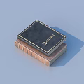 Black Dictionary With Gold Title Stacked On Brown Leather Bound Book 3d model
