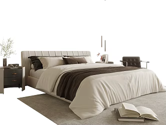 Modern Double Bedstand Bedding 3d model