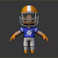 3D Cartoon Football Player With Orange White Helmet Blue Jersey Number 45 Orange Gloves Shoes