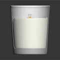 Modern Candle Lamp With Transparent Cup White Candle And Burning Flame On Gray Base