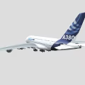 Airbus A380 Four Engine Passenger Jet With White Blue Livery